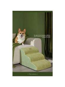 High-Density Foam Pet Stairs Anti-Slip Design 3 Steps Small Cat Dog Bed Sofa Access Removable Cover 36x56x35cm