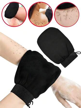 1pc Unisex Bath And Cleaning Gloves, Exfoliating Gloves For Removing Body Dirt, Black/Pink Deep Cleansing Bath Towels, Double-Sided Body Cleaning Towels, Back Exfoliating Towels, Loofah Towels, Body Sponges.