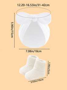 2件套婴儿柔软蝴蝶结印花头巾帽+针织袜套装，舒适发带帽，可爱时尚，适合0-6个月宝宝四季佩戴，是绝佳的生日礼物。 - 彩色 - 查看 4