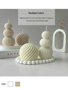 1pc Nordic Style Wave Art Candle - Natural Soy Wax Scented Candle, Smokeless Fragrance Candle, Romantic Geometric Pattern Design, Suitable For Indoor/Outdoor, Home Decor, Bedroom, Photography Props And Emergency Lighting. It Is Perfect For Valentine's Day, Christmas And Various Party Decorations, And An Ideal Birthday Gift For Parents, Family, Couples And Friends. - Multicolor - View 6