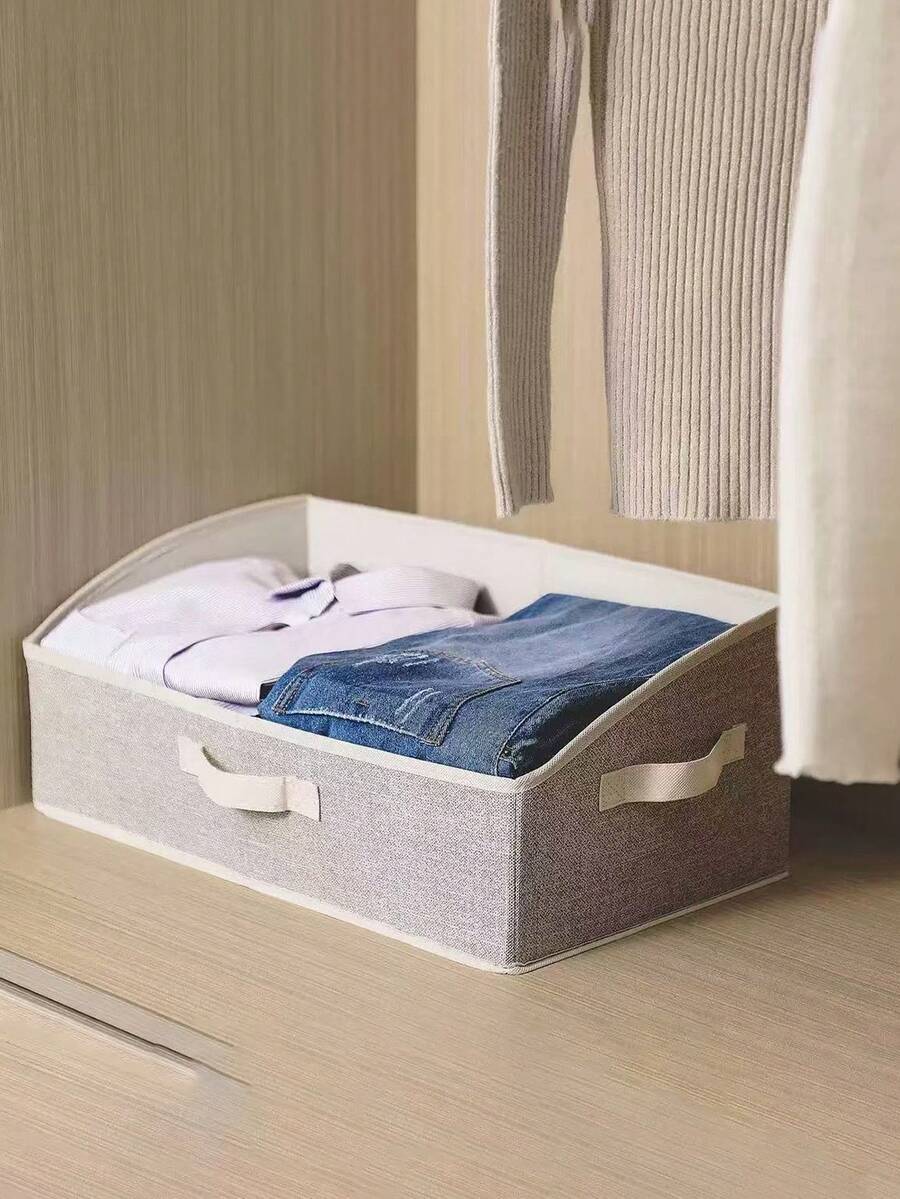 1 Pc Large-Capacity Foldable Storage Bins With Handles, Fabric Organizer Box, Easy-To-Carry Closet Basket, Space-Saving Home Storage - Multicolor - View 1