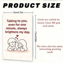 1pcSweet Love Greeting Card Expressing How Talking To You Brightens My Day Perfect Gift For Partners Family And Friends On Anniversaries Birthdays Or Just BecauseEnvelope + Card - Multicolor - View 4
