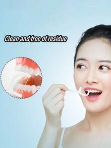 400/200/100/50支装便携式一次性牙线棒，家用/旅行用一次性塑料牙线棒，带收纳盒 - 白色 - 查看 3