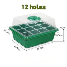 2个/5个装绿色3件套育苗盘，12格育苗盘，多用途，适用于种植蔬菜、花卉、幼苗，包含盖子、隔热层和保湿板，促进种子萌发！育苗好帮手，用途广泛，园艺必备，居家必备，也适用于盆栽植物和多肉植物。 - 綠色 - 查看 6