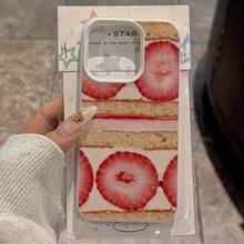 Strawberry Cake Pattern TPU Case For IPhone 16 PRO MAX/14/16 PLUS/15/13P/12/11 Business Shockproof High-Value Protective Cover - 白色 - 查看 2