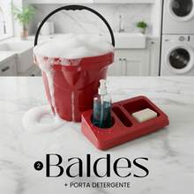 2 Baldes + 1 Porta Detergente Vermelho