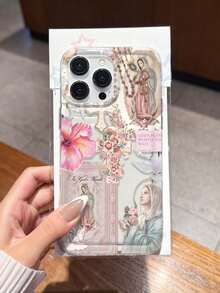 1pc Personalized Cross & Virgin Mary Graphic Aesthetic Pattern Transparent TPU Shock-Absorbing Anti-Fingerprint Phone Case Compatible With IPhone 16 Pro/16 Plus, 15/15 Pro Max/15 Pro, 11/12/13/14 Pro Max, 11 Pro/11 Pro Max, 12 Pro/12 Pro Max, 13 Pro/13 Pro Max, 14 Pro/14 Pro Max, Soft Case, High-End Creative Design - Multicolor - View 5
