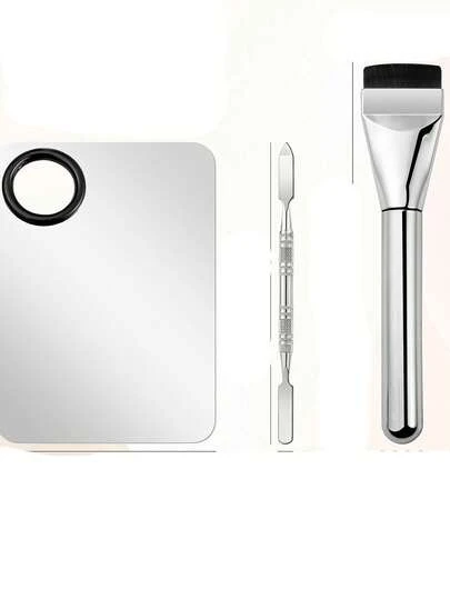 Stainless Steel Makeup Palette With Colorful Base, Mini Ring Makeup Mixing Palette, Cosmetic Makeup Tools Set