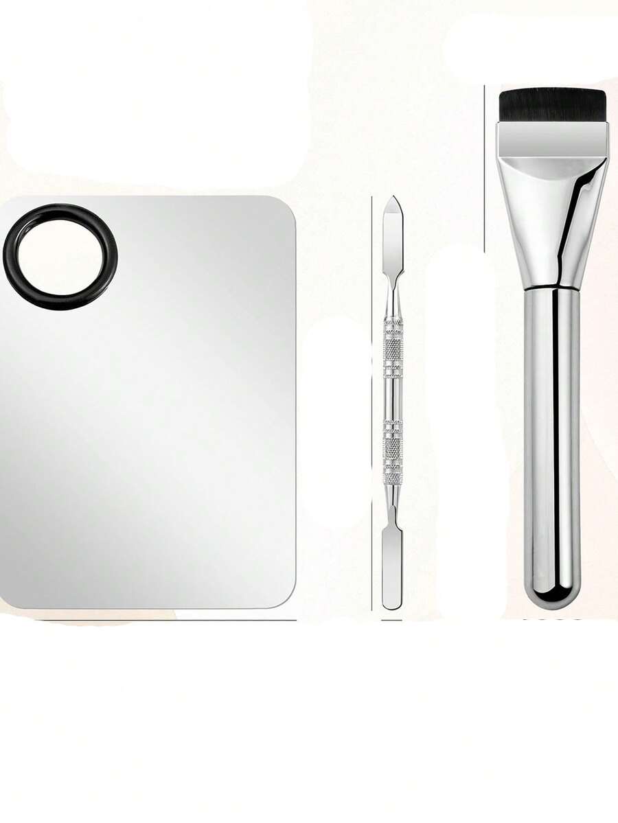 Paleta de maquillaje de acero inoxidable con base colorida, paleta de mezcla de maquillaje mini anillo, set de herramientas de maquillaje, regalos, viaje, artículos baratos, artículos esenciales de viaje - Blanco y Negro - Ver 1