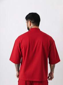 Premium High Neck Over Boxy T-Shirt - Rojo - Ver 4