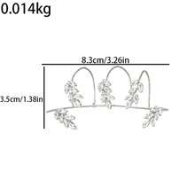 1pc Adjustable Copper Zirconia Leaf Ring, Fashionable Rhinestone Bracelet, European And American Style - Silver - View 2