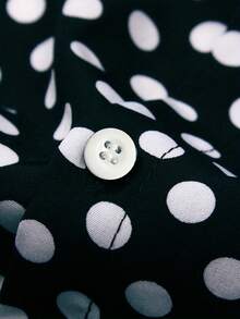 Men's Autumn Digital Polka Dot Print Basic Long Sleeve Casual Shirt, Suitable For Commuting, Streetwear, Home, Halloween, Christmas, Holiday Gifts - Black - View 7