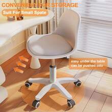 Height-Adjustable Desk Chair - Cute Padded Armless Chair For Girls, Plastic Office Chair For Home, Small Comfortable Study Chair For Teenagers, Ideal For Home Office And Dressing Table - White - View 5