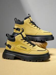 Men's Breathable Versatile Outdoor Casual Fashion Sports Sneakers, Chunky Sneakers - Yellow - View 3