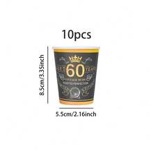 10pcs/20pcs/30pcs/60pcs,Black&Gold Vintage 60th Party Tableware Set,Back In 1966 60th Theme Birthday Disposable 9Inch And 7Inch Ornament Paper Plates And 9oz Cups Party Table Supplies, Cheers To 60 Years Paper Plate Cup For Men And Women Anniversary Single Birthday Party Decoration