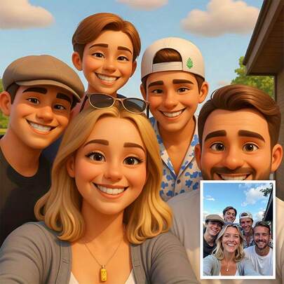 1pc Customized Cartoon Canvas Art - Convert Personal Photos Into Cartoon Style, Vibrant Anime Design Printed On High-Quality Canvas. Ideal As Birthday And Holiday Gifts, Home Or Office Wall Decor; Also A Fun Creative Family Portrait Gift.