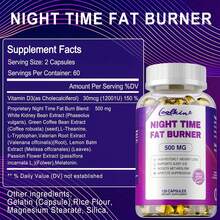XEMENRY Night Time Fat Burning 500MG - Weight Management, Shape Your Body, Metabolism, Suppress Appetite, Immune System Health - 120pcs - 120 viên nang - Xem 2