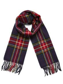 1pc Classic Couple Striped Plaid Knit Scarf, Autumn/Winter Versatile Tassel Shawl, Atmospheric Warm Neck Warmer, Suitable For Seasonal Transition And Daily Wear - Multicolor - View 4