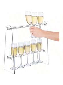1pc/Set, 3pcs/Set Elegant Acrylic Champagne Glass Rack, Modern Minimalist Transparent Display Stand, Suitable For Party, Wedding, Christmas