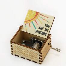 You Are My Sunshine Vintage Wooden Hand Crank Music Box, Laser Engraved Vintage Wooden Sunshine Musical Box, Gifts For Birthday/Valentine's Day, Christmas, New Year - Multicolor - View 7