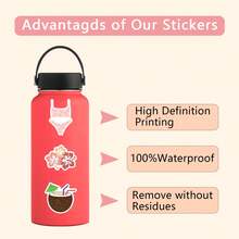 60 张椰子女孩美学贴纸，夏季海滩贴纸，适用于日记、笔记本电脑、行李箱、保险杠、手机、剪贴簿、滑板车、头盔、汽车卡通贴纸和贴花，（椰子女孩）