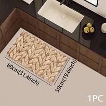 1 buc. Model floral 2D, covoraș de podea cu design plat din frânghie de in fals, pernă de protecție pentru podea de bucătărie, covoraș confortabil pentru picioare, covor pentru sufragerie, dormitor, baie, spălătorie, birou, decor pentru casă și interior