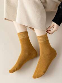 1/3/5/10 paia di calze di media lunghezza in colore unito e morbido pile per donna, versatili - Multicolore - Visualizzare 3