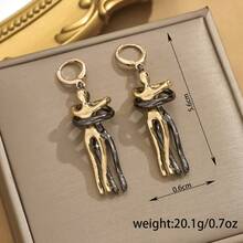 1 Pair Unique Hug Design Long Earrings, Suitable For Women's Daily Wear - Gold - View 5