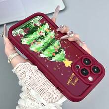 Fundas protectora de teléfono con Decoración Navideña Árbol Creativa regalo de moda minimalista interesante para hombres y mujeres, adecuado para  16/15/15Pro/15ProMax/14/13/12/11/XsMAX,  17,  Max Series,A14/A15/S23 Ultra/A50/A12/A32/A52/A72/A51/A21S/A13/A14/S22 Ultra/S23/A33/A53/S20 FE,Protección completa contra caídas, resistencia a impactos y prevención de rayaduras,diseño creativo y de moda para hombres y mujeres - Bordó - Ver 10