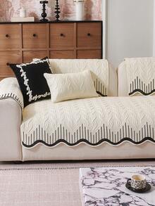 1pc Wavy Bohemian Style Sofa Cushion Cover, All Season Universal Sofa Seat Protector, Non-Slip Sofa Pad, Modern Minimalist Room Decor, Dust-Proof And Dirt-Resistant, Sofa Throw Blanket, Suitable For Bedroom, Office, Living Room Combination Furniture, Bedroom Decor, L-Shaped Sofa And 1/2/3/4 Seat Sofa