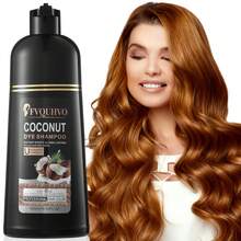 FVQUHVO Golden Brown Hair Dye Shampoo 3 In 1 Coconut Oil For Gray Coverage, Semi-Permanent Color Shampoo For Women Men, Coconut Blonde Hair Color Shampoo For Grey Hair, Instant Long-Lasting Hair Coloring, 500ML- Blonde Brown - Blonde Brown - 查看 9