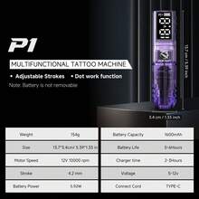 DQFART Wireless Tattoo Machine Kit, Includes 1600mAh Power Supply, LED Digital Display, Complete Tattoo Pen Set (Tattoo Needles, Tattoo Ink, Tattoo Practice Skin, Tattoo Transfer Gel) And Various Tattoo Accessories - Multicolor - View 4