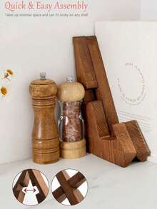 手工食谱架，乡村农舍风格木质食谱收纳架，厨房台面食谱架，多功能展示架，厨房台面装饰，iPad/手机支架，书籍收纳架 - 彩色 - 查看 4