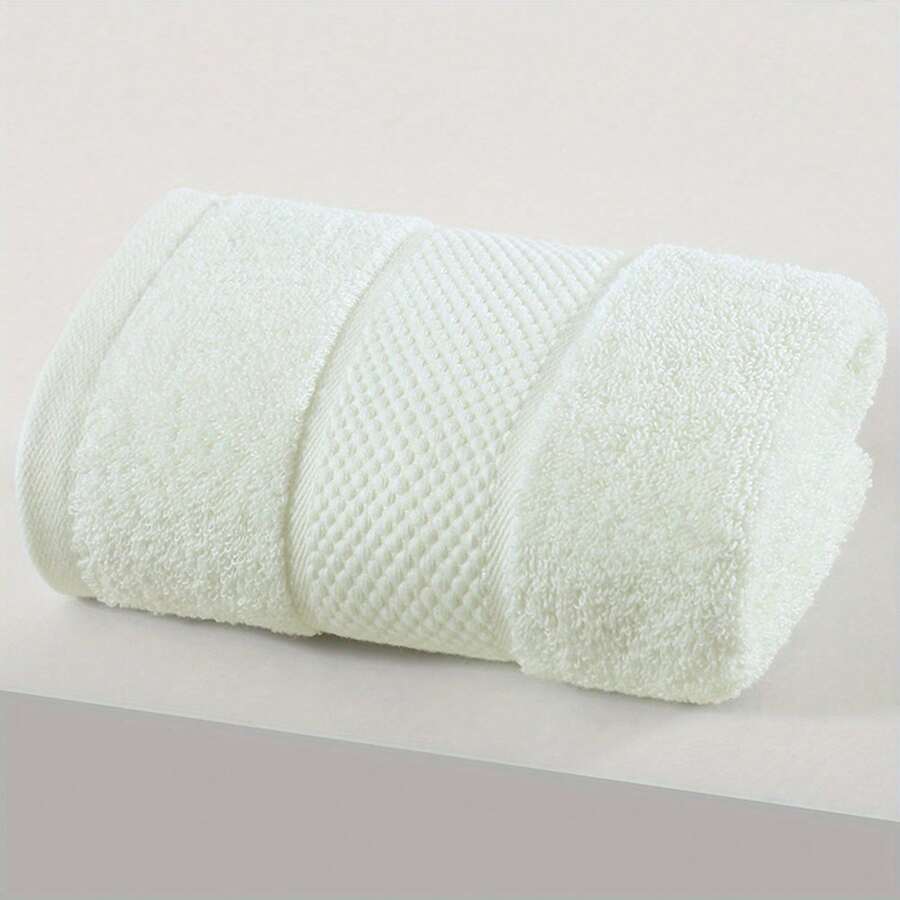 100% Cotton Quick-Dry Luxury Thread Bath Sheet, Towel, Hand Towel,13*32inch,Ultra-Soft & Highly Absorbent For Gym, Spa, For Men & Women, Elegant Modern Design ,Colorfast For Daily Use,Suitable For Everyday Family Use And Travel, An Ideal Gift - 白色 - 查看 1