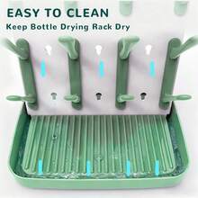 Large Capacity Bottle Drying Rack With 15 Hooks, Vertical Drying Stand With Detachable Nipple Box & Drip Tray, Space-Saving Countertop Storage Rack For Bottles, Straws, Breast Pump Parts - Multicolor - View 8