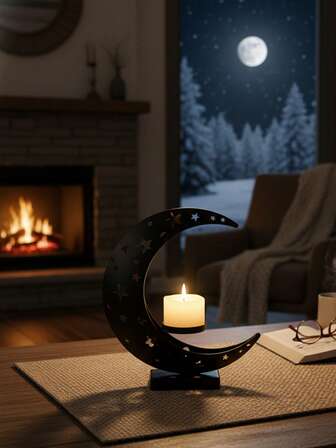 1PC/1 Set Metal Large Moon Candlestick/Ramadan Lantern/Candle Holder/Candlestick Holders/Windproof Glass Candle Holders.It Is Suitable For Daily Home Areas Such As Desk Corners, Bedroom Dressers, Bedside Tables, And Living Room Side Tables, And Can Also Serve As A Decorative Ornament For Commercial Spaces Like Cafes, Homestays, Dessert Shops, Floral Studios, And Light Food Restaurants.