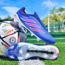 WEJIESS 1 Pair Seamless New Football Shoes, AG Long Studs Anti-Slip Training Shoes, Outdoor Lawn Football Boots, Professional Football Sports Shoes, High-Top Short Studs Soccer Cleats - Mint Blue - View 3
