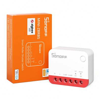 SONOFF Interruptor Zigbee para Persiana enrollable MINI-ZBRBS, Tamaño Mini, Control Porcentual, Repetidor Zigbee, Compatible con Alexa/Home Assistant, Neutro Requerido, 1 Unidad