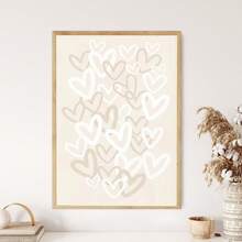1pc, Canvas Wall Art, Framed Wall Decor, Heart Pattern, Beige College Style Wall Art, Graffiti Heart Colorful Poster, Neutral Fashion Poster, Girl's Room Decor, Printable Heart Pattern, Modern Apartment Decor, Home Decor, Valentine's Day Decor, Valentine's Day Poster, Wedding Decor, Love Poster, Couple Gift, Room Decor, Dorm Decor, Bedroom Decor, Living Room Decor, Gift, College Style Decor - Multicolor - View 9