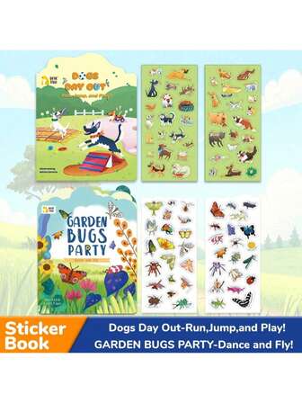 40张可爱贴纸书，早教安静书贴纸书，儿童早教贴纸，可用于装饰瓶子、汽车、笔记本电脑、吉他、自行车、摩托车、滑板、头盔、行李箱、日记本和剪贴簿。趣味DIY创意玩具，可用于个性化定制个人饰品。