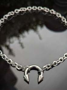 Collar de cadena de clavícula con estilo minimalista de hip-hop, estilo europeo y americano, diseño redondo y cónico, personalizado y retro de estilo punk - A - Ver 4