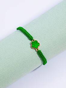 Un brazalete de trébol de cinco hojas elegante y sencillo para parejas, accesorio de pulsera tejido a mano - Flor de cinco pétalos - Ver 7