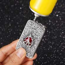 Cute Innovative Lighter, Dual Flame Windproof Lighter, Metal Embossed Rhinestone Butane Torch Lighter, Refillable Adjustable Flame - Khủng long trắng (Không có khí) - Xem 6