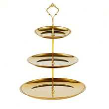 2/3 niveles Soporte para tartas de acero inoxidable, Torre de exhibición de metal dorado/plateado, Herramienta de horneado de alimentos, Adecuado para tartas, pasteles - Elegante, Adecuado para uso doméstico y de panadería, Accesorios para soportes de tartas, Suministros de repostería, Para decoración de fiestas - Multicolor - Ver 10