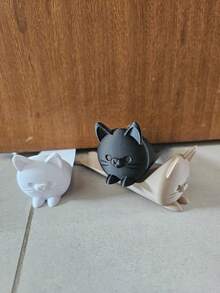 Trava Porta Gatinho Fofo Antiderrapante Peso Cunha Decorativa Casa Segura - Marrom - Visão 3