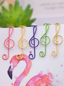 10个音乐主题回形针，6种颜色，金属材质，音符形状，办公用品，适用于桌面书签、笔记本、乐谱架、食谱、音乐教师、乐器、钢琴乐谱、单簧管配件等。 - 彩色 - 查看 2