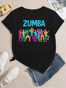 Zumba Dance Graphic Tee In Premium Cotton, Comfortable Fit, Breathable, Street Hip-Hop, Unique Graphic Print - Black - View 2