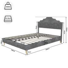 Modern Minimalist And Plush Bed, Comfortable And Soft Headboard, 140*200CM, Grey, Multifunctional Bedroom Furniture, Low Bed Frame Without Gas Spring, Mattress Not Included. - Gray + Fabric + Metal + Memory Foam - View 5