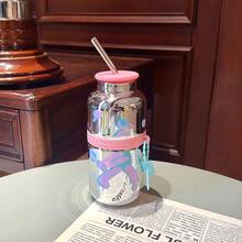 Large Capacity Mirror Glass Cup With Straw, Minimalist Office/Household Water Cup - GP-4140 Mirror Pink - View 6