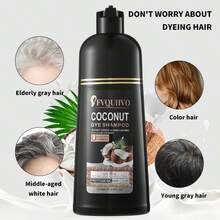 FVQUHVO Golden Brown Hair Dye Shampoo 3 In 1 Coconut Oil For Gray Coverage, Semi-Permanent Color Shampoo For Women Men, Coconut Blonde Hair Color Shampoo For Grey Hair, Instant Long-Lasting Hair Coloring, 500ML- Blonde Brown - Blonde Brown - 查看 3